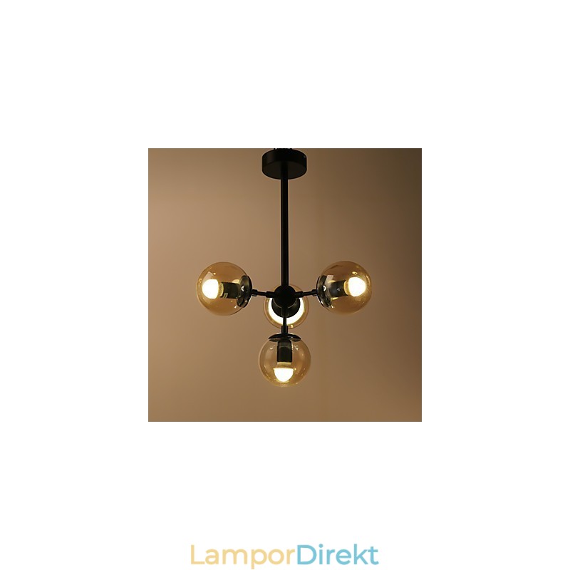 Fyra Ljus Post Modern Europe Style Modo Metall Glas Pendel Lampa Foajén Dekorera Industriell Ljuskrona Lampa