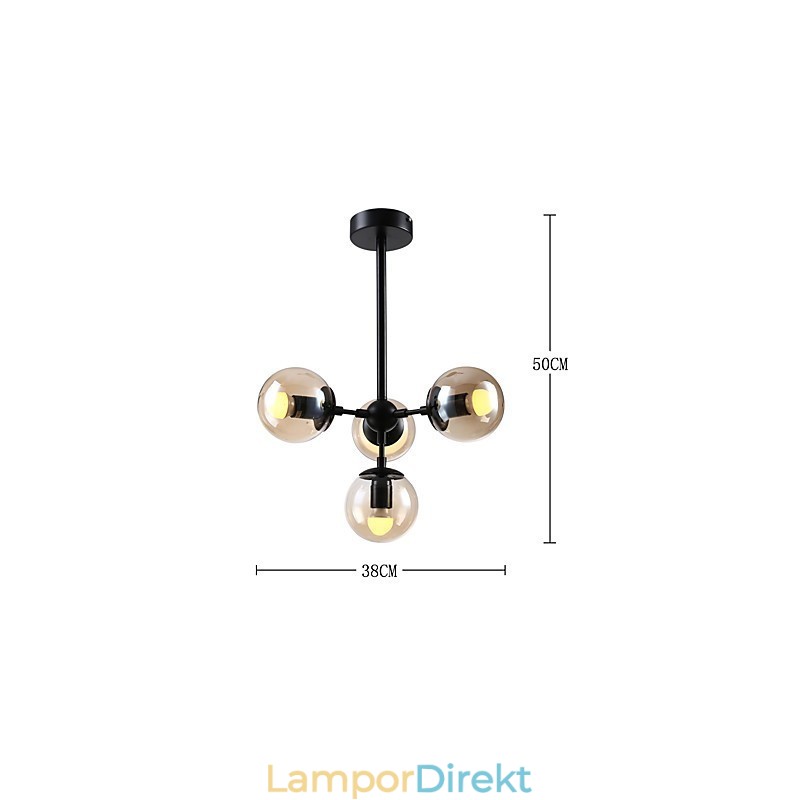 Fyra Ljus Post Modern Europe Style Modo Metall Glas Pendel Lampa Foajén Dekorera Industriell Ljuskrona Lampa
