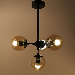Fyra Ljus Post Modern Europe Style Modo Metall Glas Pendel Lampa Foajén Dekorera Industriell Ljuskrona Lampa