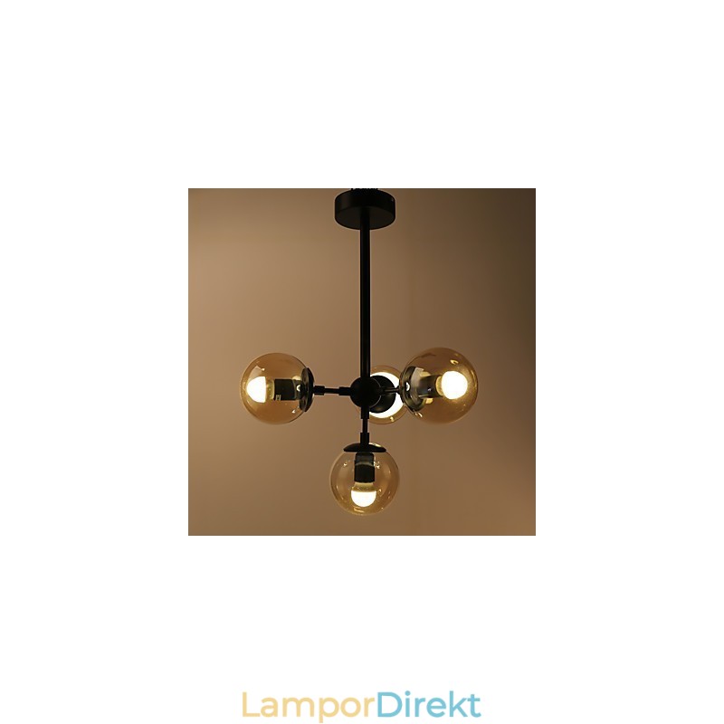 Fyra Ljus Post Modern Europe Style Modo Metall Glas Pendel Lampa Foajén Dekorera Industriell Ljuskrona Lampa
