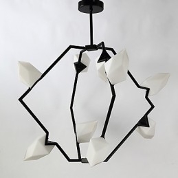 Nio Ljusa Inlägg Modern Metall Med Glas Persika Ljuskrona Lampa Matsalen Dekorera Hängande Lampa