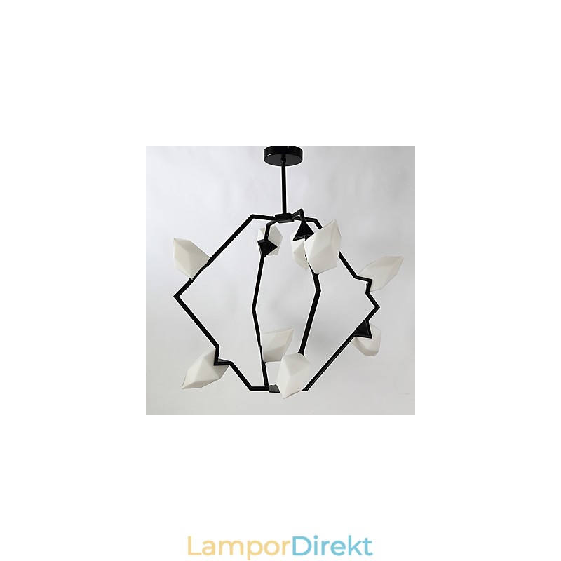 Nio Ljusa Inlägg Modern Metall Med Glas Persika Ljuskrona Lampa Matsalen Dekorera Hängande Lampa