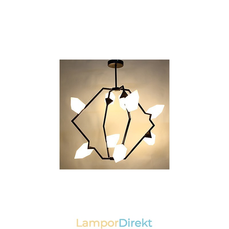 Nio Ljusa Inlägg Modern Metall Med Glas Persika Ljuskrona Lampa Matsalen Dekorera Hängande Lampa