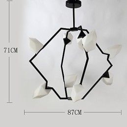 Nio Ljusa Inlägg Modern Metall Med Glas Persika Ljuskrona Lampa Matsalen Dekorera Hängande Lampa