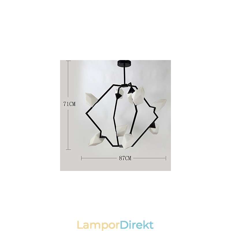 Nio Ljusa Inlägg Modern Metall Med Glas Persika Ljuskrona Lampa Matsalen Dekorera Hängande Lampa