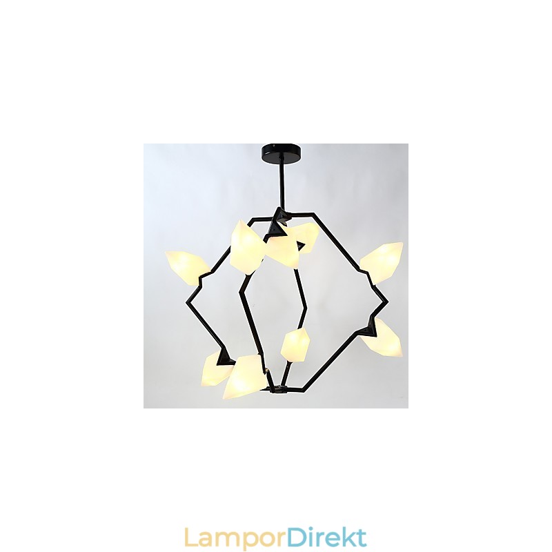 Nio Ljusa Inlägg Modern Metall Med Glas Persika Ljuskrona Lampa Matsalen Dekorera Hängande Lampa
