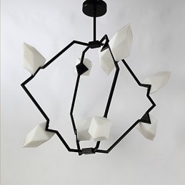 Nio Ljusa Inlägg Modern Metall Med Glas Persika Ljuskrona Lampa Matsalen Dekorera Hängande Lampa