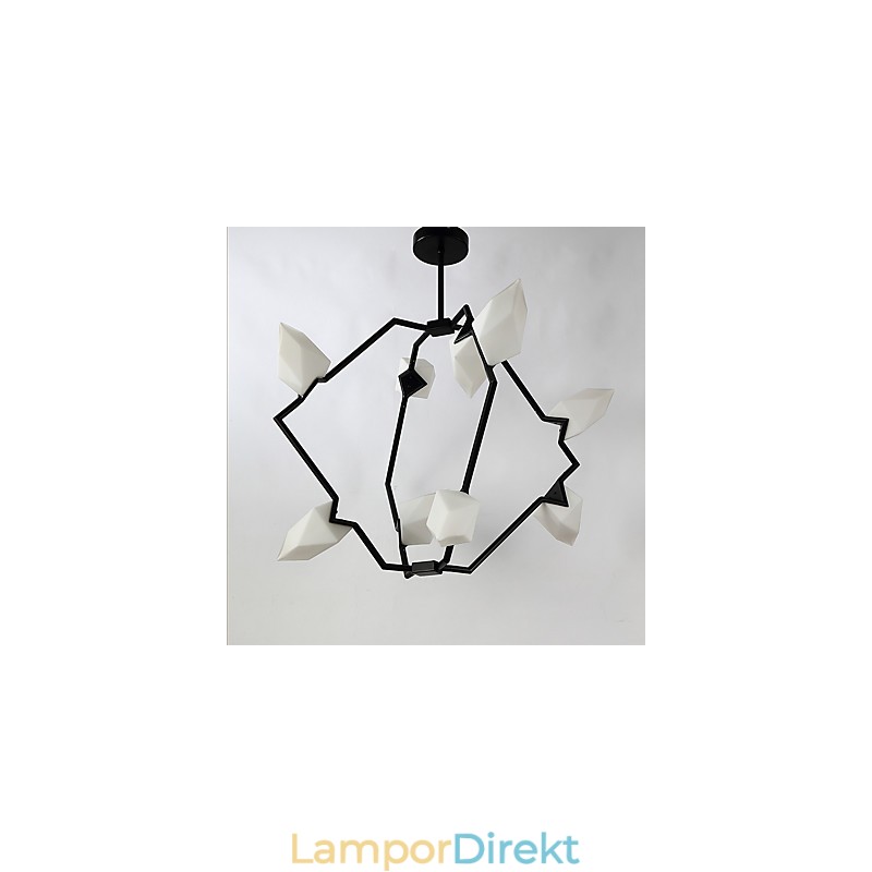 Nio Ljusa Inlägg Modern Metall Med Glas Persika Ljuskrona Lampa Matsalen Dekorera Hängande Lampa