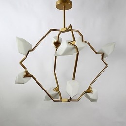 Nio Ljusa Inlägg Modern Metall Med Glas Persika Ljuskrona Lampa Matsalen Dekorera Hängande Lampa