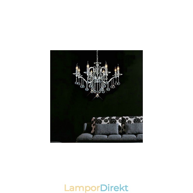 Elegant Kristallkrona Med 8 Lampor