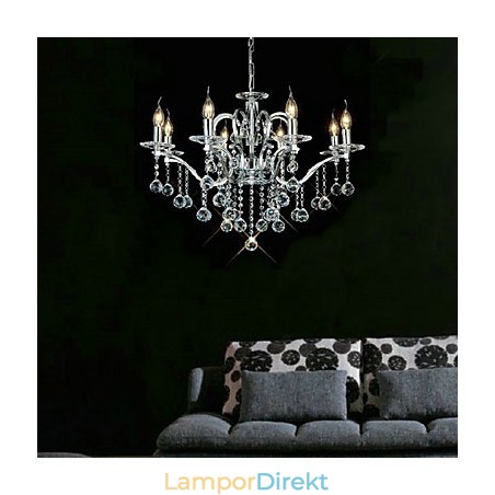 Elegant Kristallkrona Med 8 Lampor Elegant Kristallkrona Med 8 Lampor