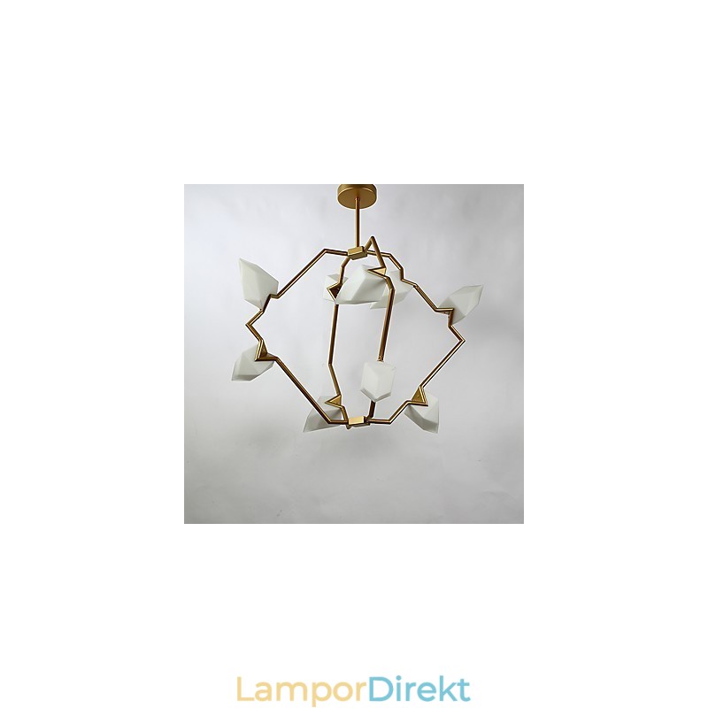 Nio Ljusa Inlägg Modern Metall Med Glas Persika Ljuskrona Lampa Matsalen Dekorera Hängande Lampa