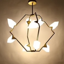 Nio Ljusa Inlägg Modern Metall Med Glas Persika Ljuskrona Lampa Matsalen Dekorera Hängande Lampa
