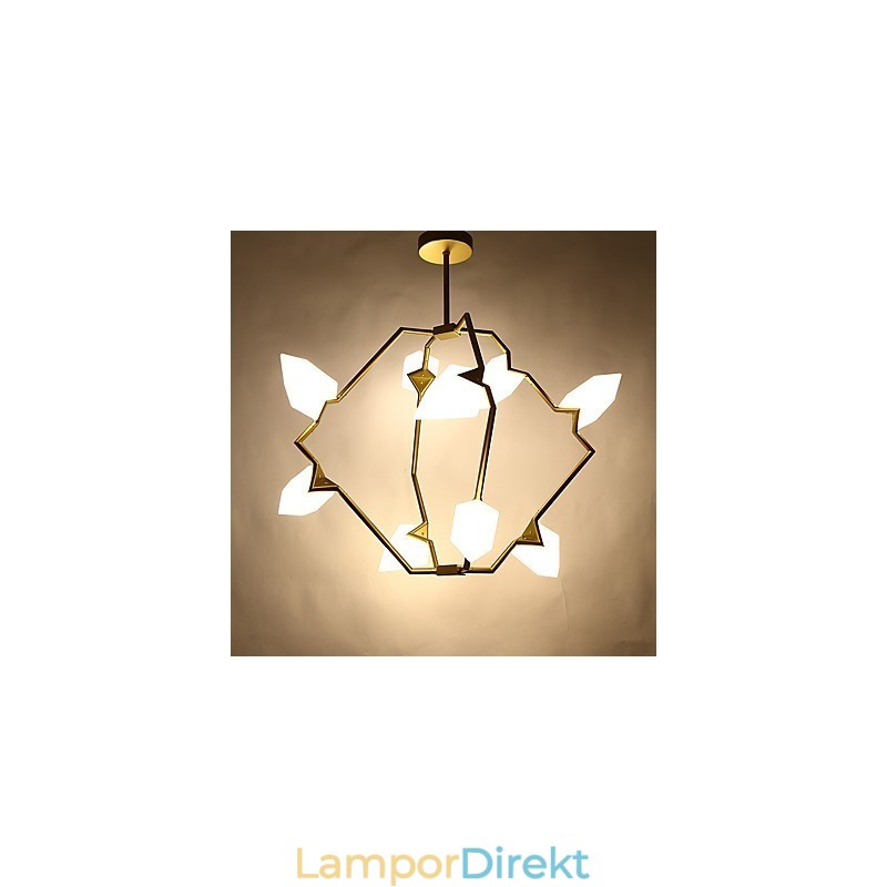 Nio Ljusa Inlägg Modern Metall Med Glas Persika Ljuskrona Lampa Matsalen Dekorera Hängande Lampa