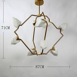 Nio Ljusa Inlägg Modern Metall Med Glas Persika Ljuskrona Lampa Matsalen Dekorera Hängande Lampa