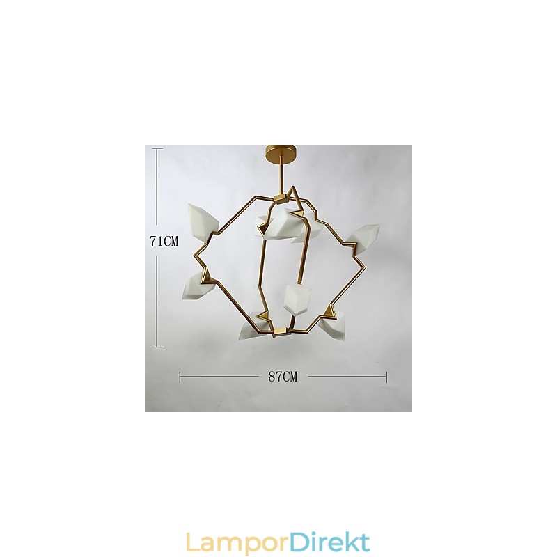 Nio Ljusa Inlägg Modern Metall Med Glas Persika Ljuskrona Lampa Matsalen Dekorera Hängande Lampa