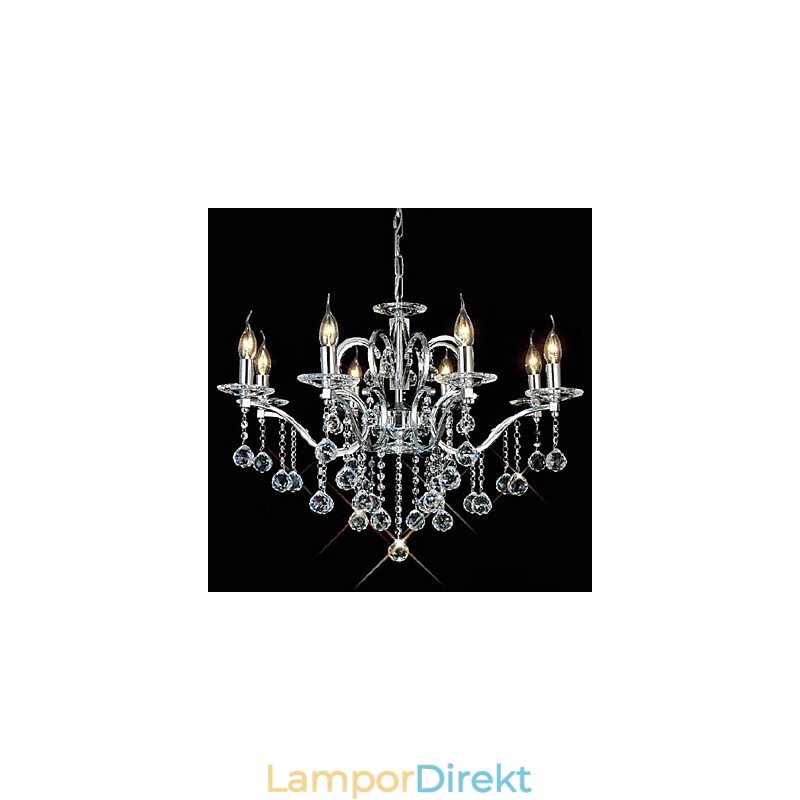 Elegant Kristallkrona Med 8 Lampor
