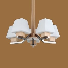 Modern Och Modern Elektropläterad Funktion För Träbambu Ljuskrona