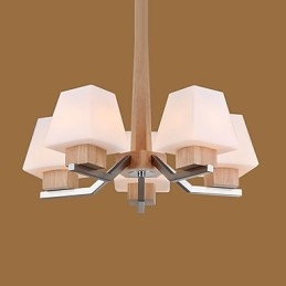 Modern Och Modern Elektropläterad Funktion För Träbambu Ljuskrona
