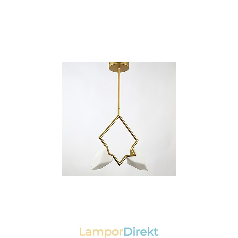 2 Ljus Post Modern Metall Med Glas Persika Ljuskrona Lampa Matsalen Dekorera Hängande Lampa