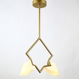 2 Ljus Post Modern Metall Med Glas Persika Ljuskrona Lampa Matsalen Dekorera Hängande Lampa