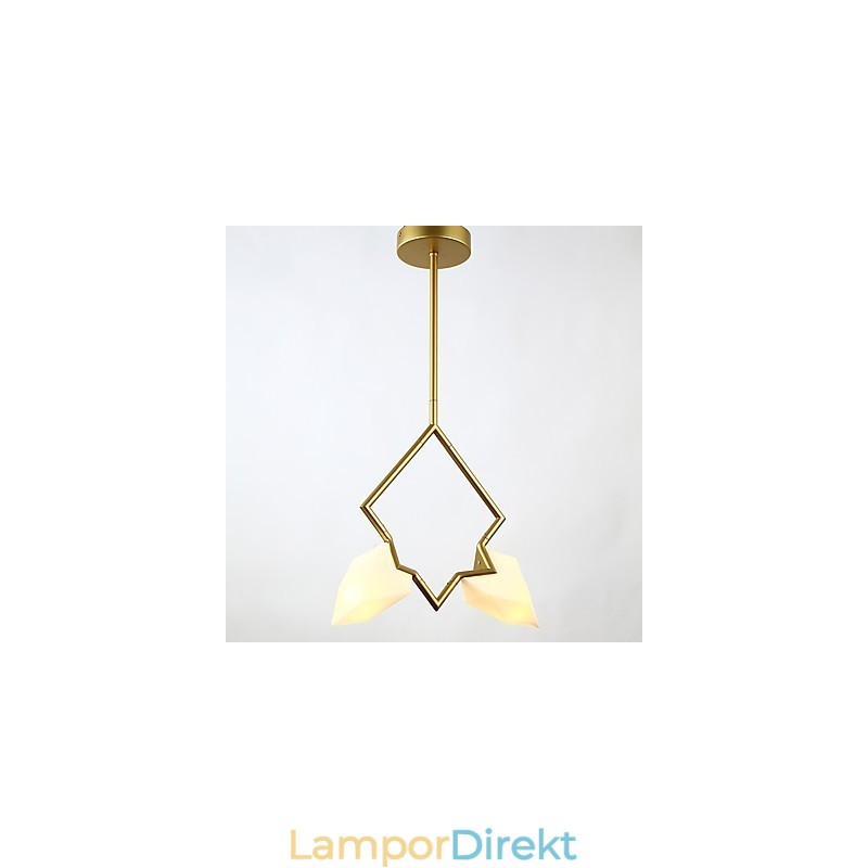 2 Ljus Post Modern Metall Med Glas Persika Ljuskrona Lampa Matsalen Dekorera Hängande Lampa