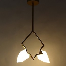 2 Ljus Post Modern Metall Med Glas Persika Ljuskrona Lampa Matsalen Dekorera Hängande Lampa
