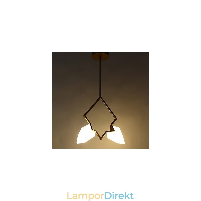 2 Ljus Post Modern Metall Med Glas Persika Ljuskrona Lampa Matsalen Dekorera Hängande Lampa