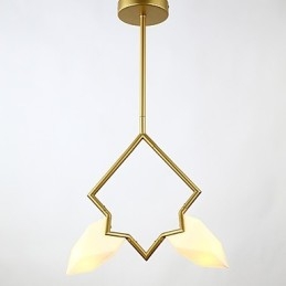 2 Ljus Post Modern Metall Med Glas Persika Ljuskrona Lampa Matsalen Dekorera Hängande Lampa