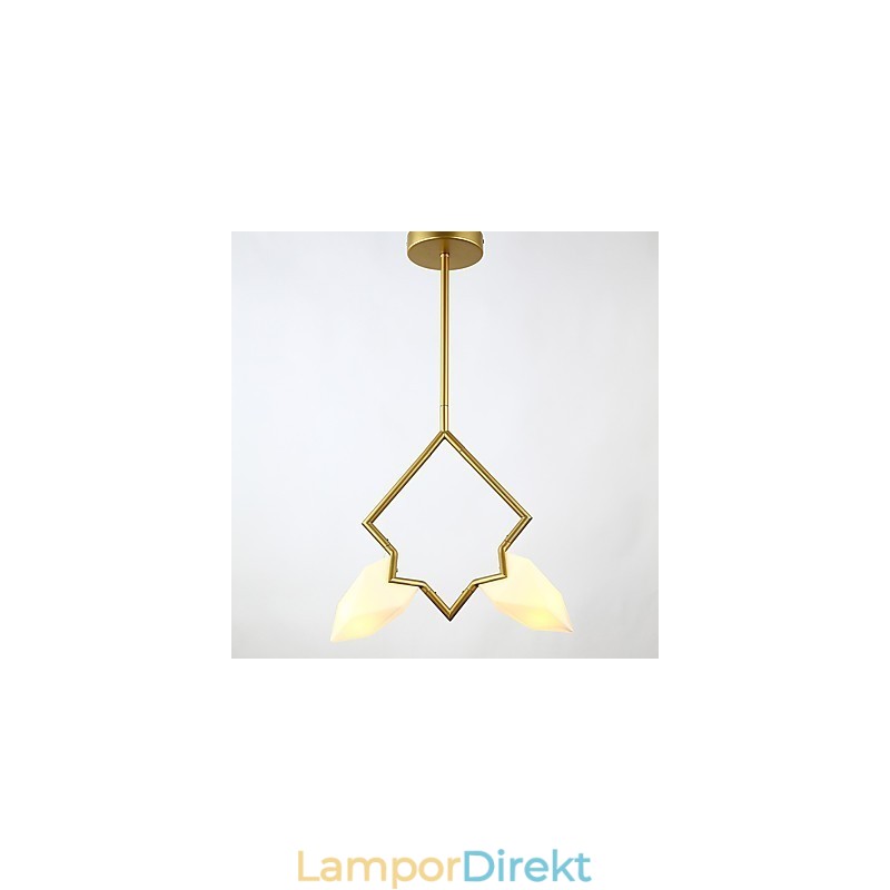 2 Ljus Post Modern Metall Med Glas Persika Ljuskrona Lampa Matsalen Dekorera Hängande Lampa