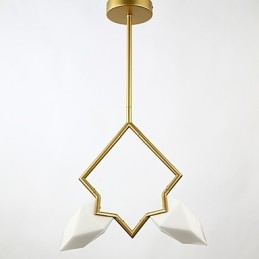2 Ljus Post Modern Metall Med Glas Persika Ljuskrona Lampa Matsalen Dekorera Hängande Lampa