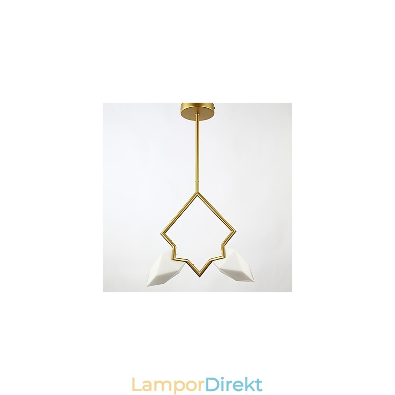 2 Ljus Post Modern Metall Med Glas Persika Ljuskrona Lampa Matsalen Dekorera Hängande Lampa