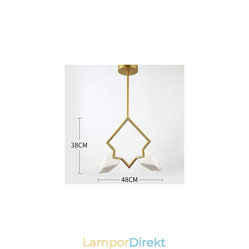 2 Ljus Post Modern Metall Med Glas Persika Ljuskrona Lampa Matsalen Dekorera Hängande Lampa