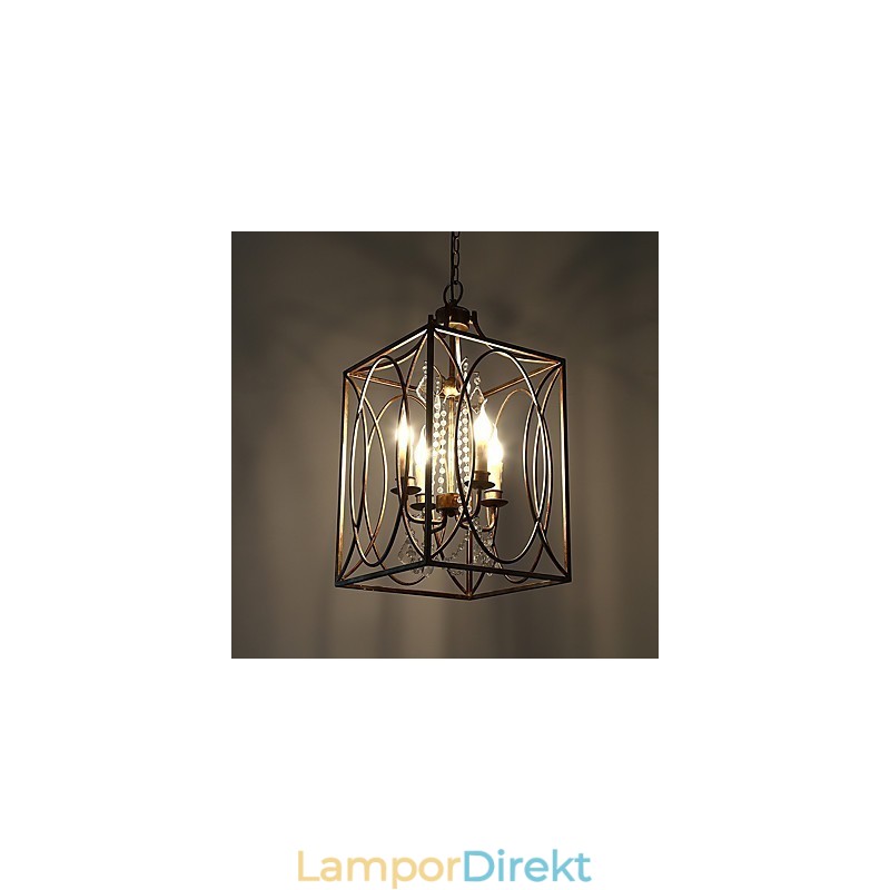 Fyra Ljus Vintage Metall Amerikansk Industriell Loft Målning Färg Europeisk Ljuskrona Lampa Inomhus Dekorera Hängande Lampa