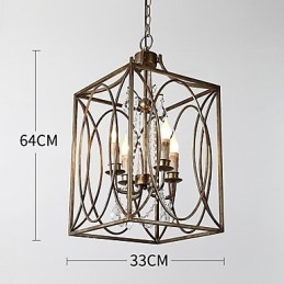 Fyra Ljus Vintage Metall Amerikansk Industriell Loft Målning Färg Europeisk Ljuskrona Lampa Inomhus Dekorera Hängande Lampa