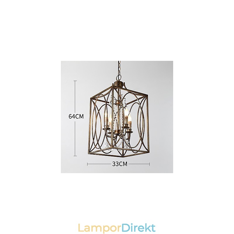 Fyra Ljus Vintage Metall Amerikansk Industriell Loft Målning Färg Europeisk Ljuskrona Lampa Inomhus Dekorera Hängande Lampa