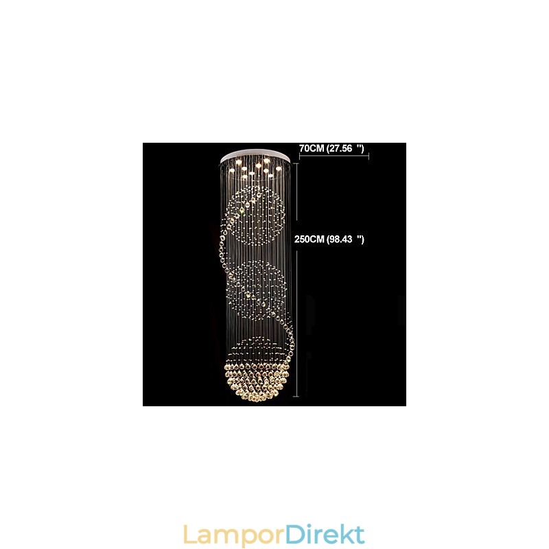 10 Ljus 2,5 Meter Längd Lång Droppe Regndroppe Teardrop Modern Kristallkrona Taklampa Inomhus Pendellampa