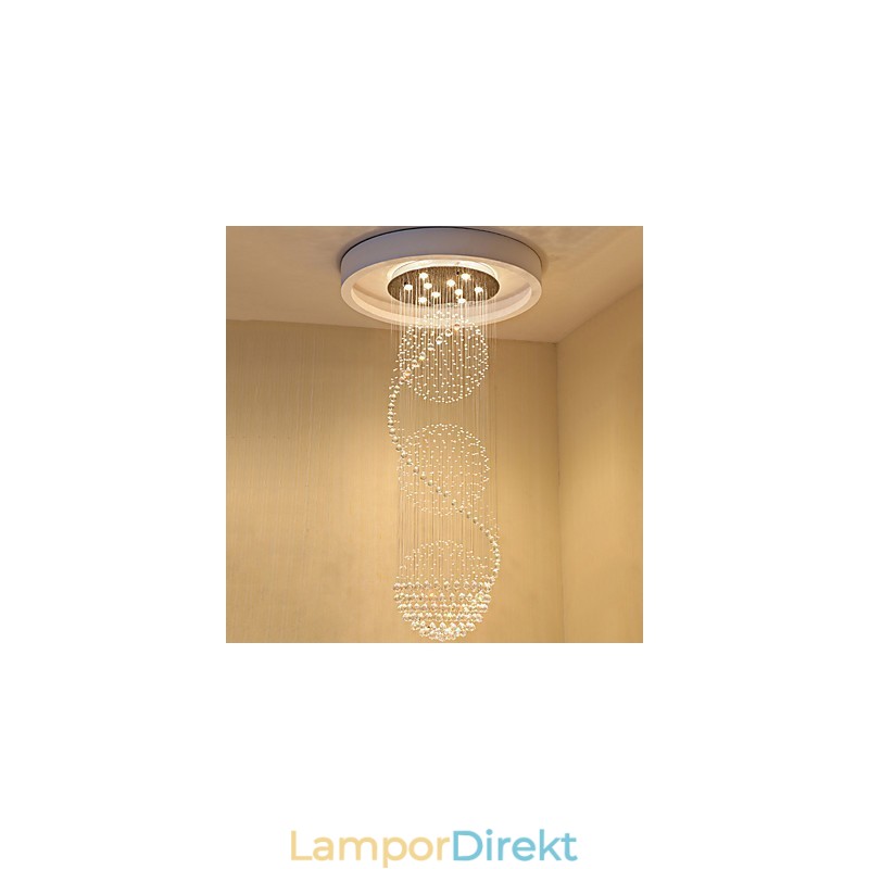10 Ljus 2,5 Meter Längd Lång Droppe Regndroppe Teardrop Modern Kristallkrona Taklampa Inomhus Pendellampa