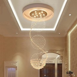 10 Ljus 2,5 Meter Längd Lång Droppe Regndroppe Teardrop Modern Kristallkrona Taklampa Inomhus Pendellampa
