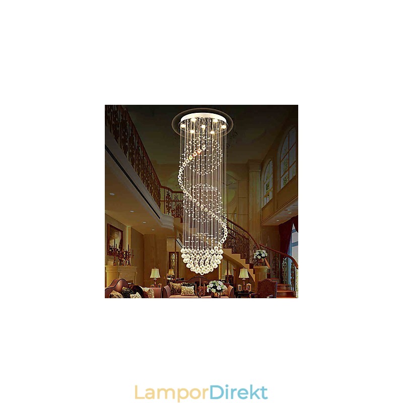 10 Ljus 2,5 Meter Längd Lång Droppe Regndroppe Teardrop Modern Kristallkrona Taklampa Inomhus Pendellampa