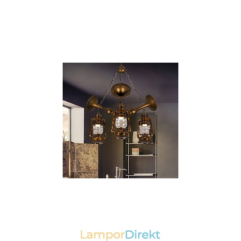 Rustik Lodge Vintage Retro Country Globe Målning Funktion För Mini Style Designers Metall Ljuskrona