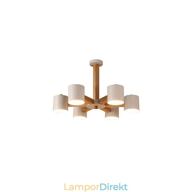 Ljuskrona Med 6 Lampor Modern Samtida Traditionell Klassisk Vintage Country Wood-Funktion För Trä
