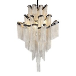 Aluminium Stream Ljuskrona Designer Pendel Light Silver Färg Spiraltrappa Trappa
