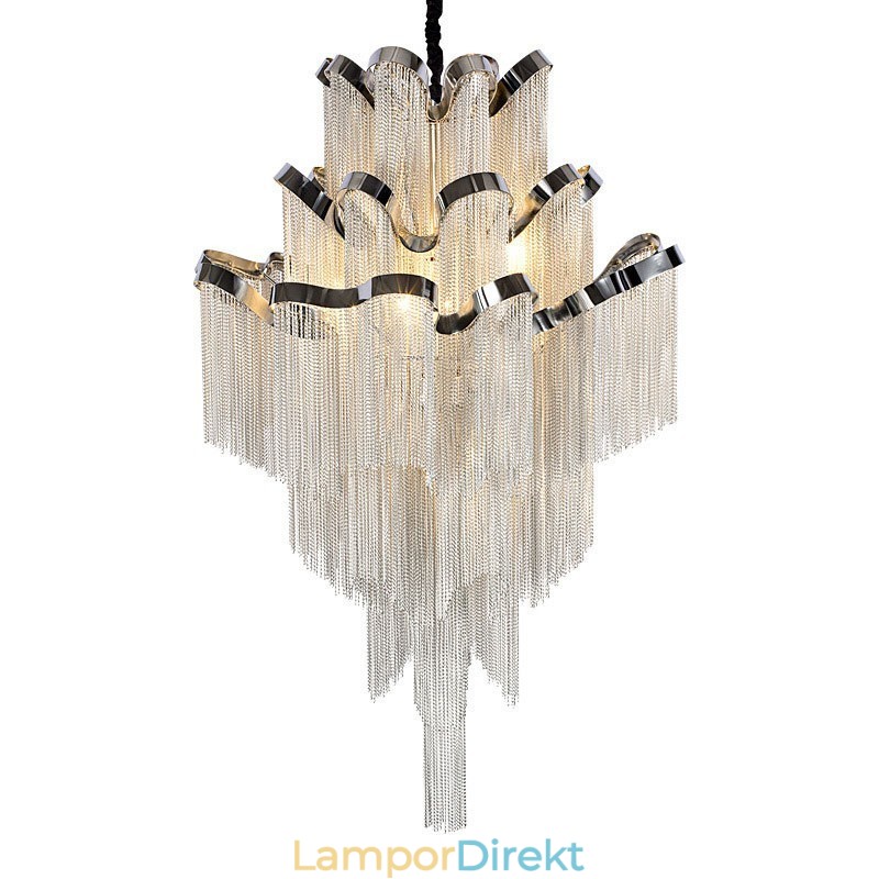 Aluminium Stream Ljuskrona Designer Pendel Light Silver Färg Spiraltrappa Trappa