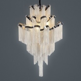 Aluminium Stream Ljuskrona Designer Pendel Light Silver Färg Spiraltrappa Trappa