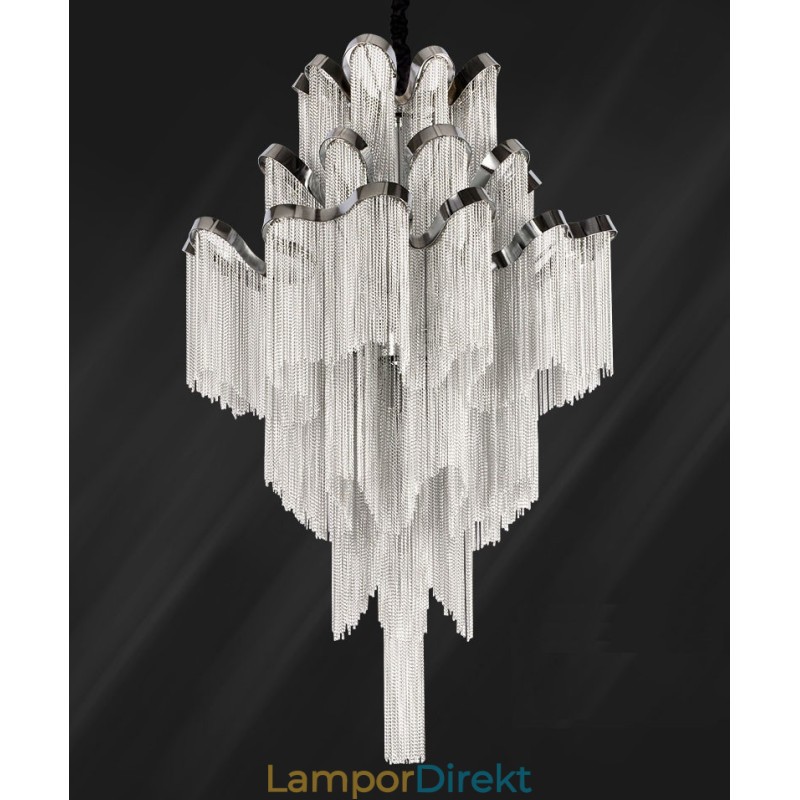 Aluminium Stream Ljuskrona Designer Pendel Light Silver Färg Spiraltrappa Trappa
