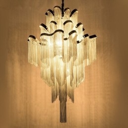 Aluminium Stream Ljuskrona Designer Pendel Light Silver Färg Spiraltrappa Trappa