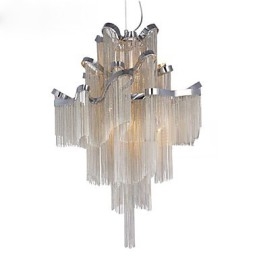 Aluminium Stream Ljuskrona Designer Pendel Light Silver Färg Spiraltrappa Trappa