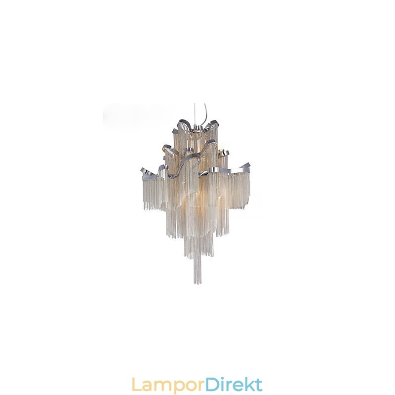 Aluminium Stream Ljuskrona Designer Pendel Light Silver Färg Spiraltrappa Trappa