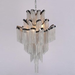 Aluminium Stream Ljuskrona Designer Pendel Light Silver Färg Spiraltrappa Trappa